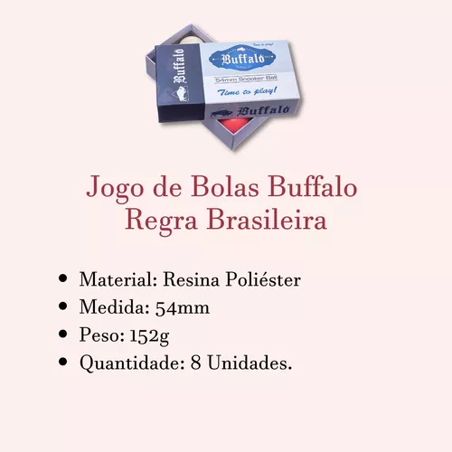 Bolas Buffalo Regra Brasileira Para Sinuca Bilhar - 54mm