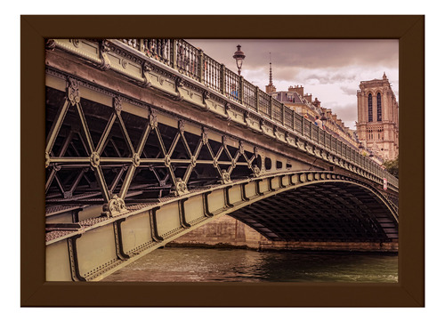 Quadro Foto Paris Ponte Moldura Marrom 22x32cm