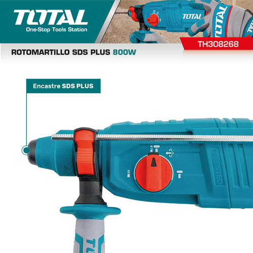 Rotomartillo Taladro Percutor 800w Sds Plus 13mm Total Color Turquesa Frecuencia 50/60