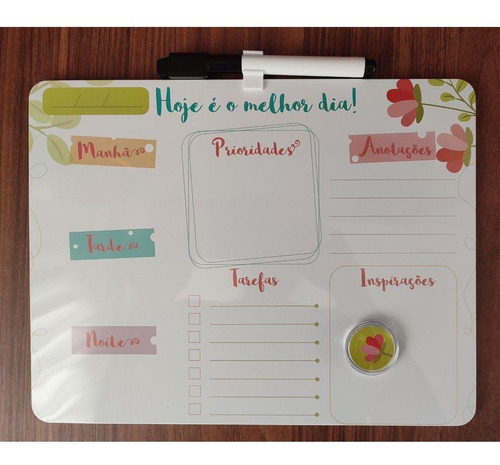 Planner Quadro Tarefas Diárias Magnético C/ Caneta Borracha