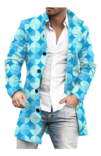 Abrigo Estampado De Lana G Para Hombre, Cuello Alto, Woolen