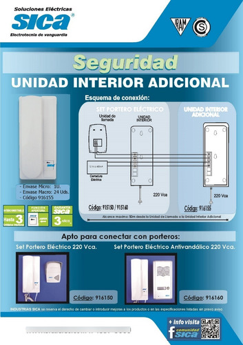 Imagen 2 de 9 de Kit Portero Electrico Sica Antivandalico Empotrado