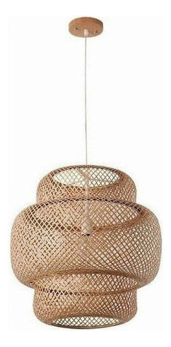 A Tecelagem De Bambu Conduziu A Luz Pendente, Lustre De Susp Cor Wood