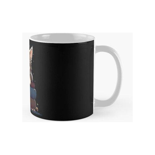 Taza Lindo Gato Escalofriante En Los Libros Vector Art 1 Cal