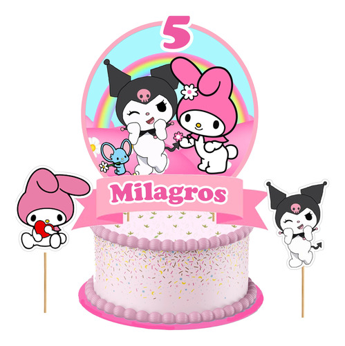 Cake Topper Kit Imprimible Adorno Torta My Melody Y Kuromi