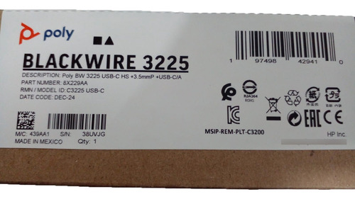 Poly Blackwire 3225 Poly Bw 3225 Usb-c Hs+ 3.5mmp+usb-c/a