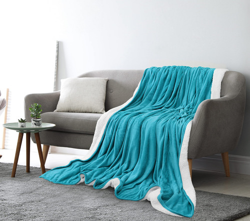 Colcha Utopia, Cama Sherpa, Tamaño King, Color Turquesa, 230