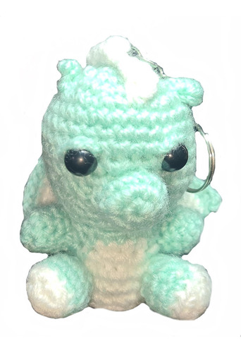 Llavero Artesanal De Amigurumi - Dragon Verde