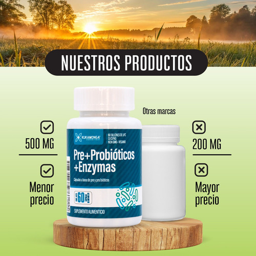 Kit 3 Enzimas Digestivas Probióticos Y Prebióticos | 60 Caps Sin Sabor