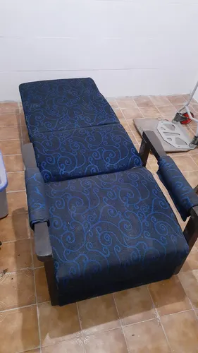Sofa Cama De 1 Plaza Con Brazos Cerrado Medidas 80 X 80 Azul Liso