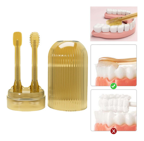 2 Escova De Dentes Infantil De Dourado 9 Cm De Comprimento