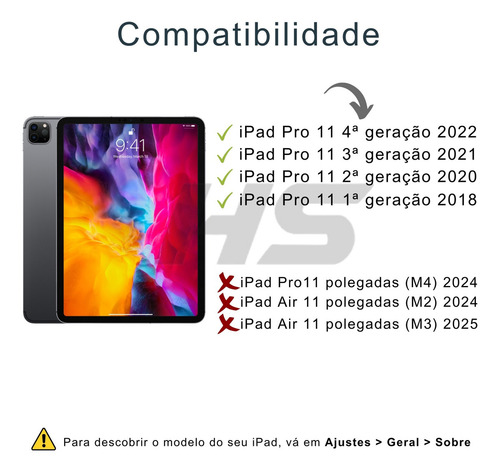 Capa P iPad Pro 11 M2 2022 4 Geração A2759 C Suporte Caneta Cor Preto
