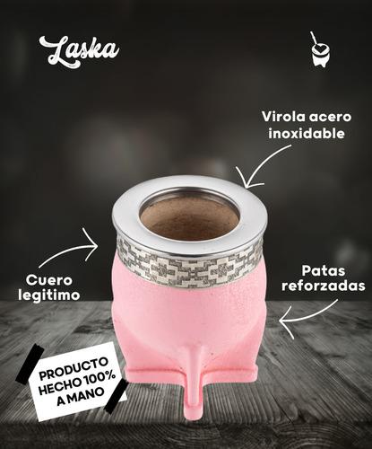Mate Rosa Imperial Alpaca Con Bombilla Pico De Loro Pink Interior Acero Inox