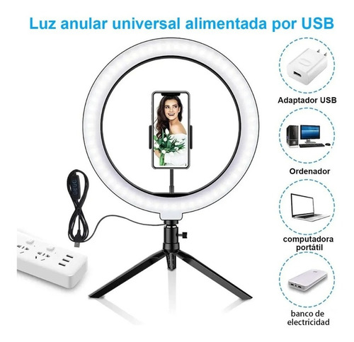 Imagen 4 de 5 de Aro Luz Led Rgb Profesional Maquillaje Iluminación Tripie 10