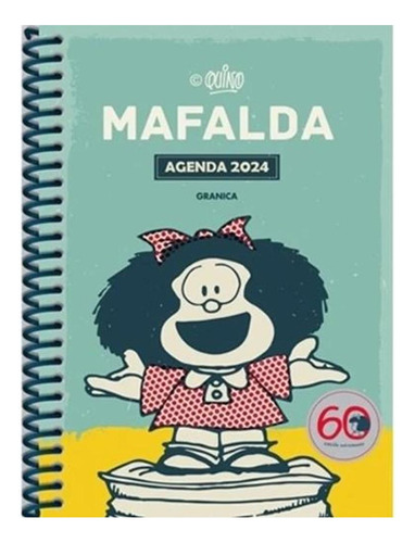 Agenda 2024 Mafalda Quino Anillada Modulos Turquesa Semanal