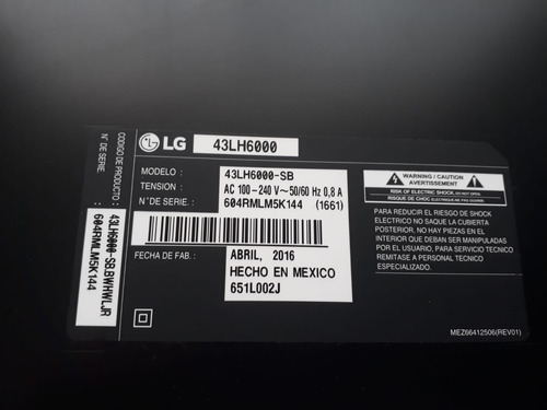 Placa Fuente Tv Led Lg 43lh6000-sb (Usado)