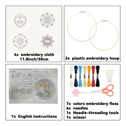Kit Iniciación Bordado Mal De Ojo 4 Piezas Origach