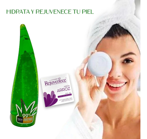 Gel Aloe Vera Y Jabón De Arroz Kit Belleza