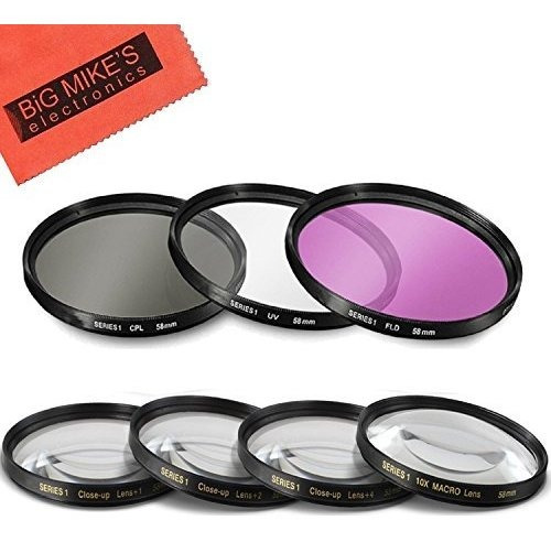 58mm 7pc Juego De Filtros Para Canon Rebel T5, T6, T6i, T7i,