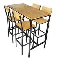 Comprar Mesa Barra Industrial 120x60 Con Taburetes Inclinados Altos