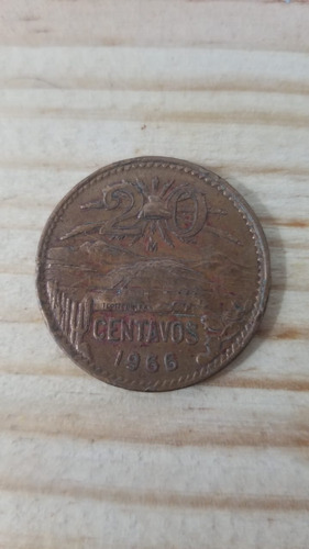 Moneda 20 Centavos Pirámide México Año 1969