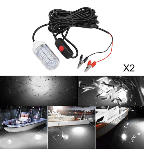 2x La Luz De Pesca Subacuática Llevada 12v Impermeable Ip68