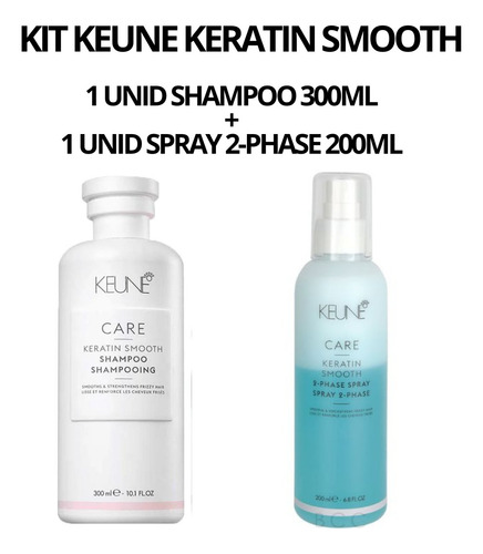 Kit Keune Keratin Smooth Shampoo 300ml + Spray 2-phase 200ml