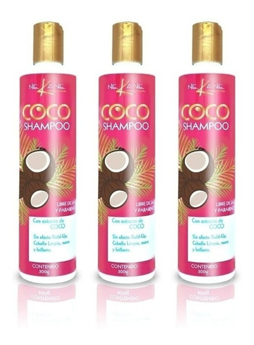 Nekane Coco Shampoo Pack De 3 Pzs 300g C/u