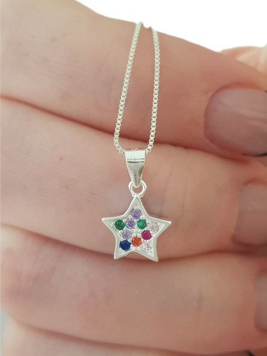 Dije Galaxy Estrella 10mm Cubic Multicolor Plata 925 