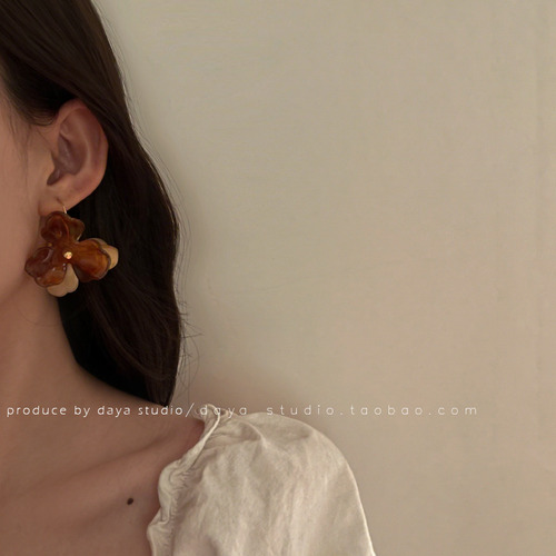 Pendientes De Flores Acrílicos Franceses Retro