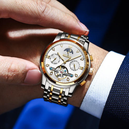 Relojes Olevs De Lujo Automáticos A Prueba De Agua Para Homb Color Del Fondo Silver Golden White