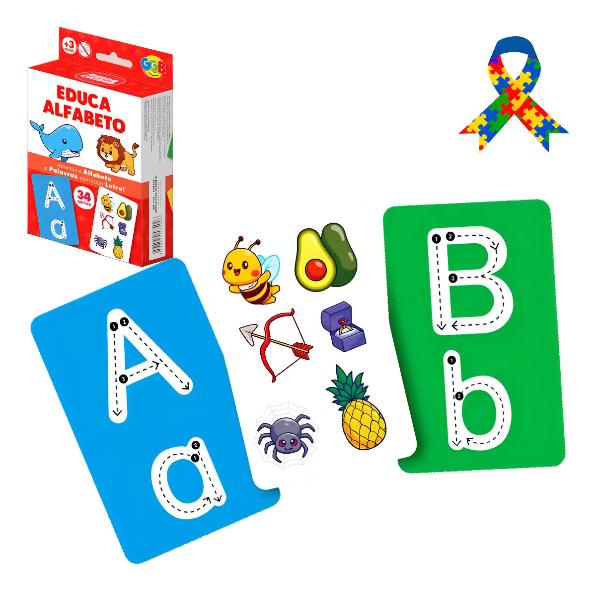 Jogo De Cartas Brinquedo Educativo Letras 34 Cartas