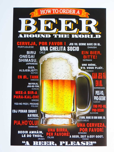 Poster Cerveza Pedir Una Alrededor Del Mundo 