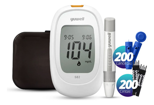 Imagen 2 de 7 de Medidor De Glicemia Yuwell 200 Tiras 200 Lancetas - Topmedic