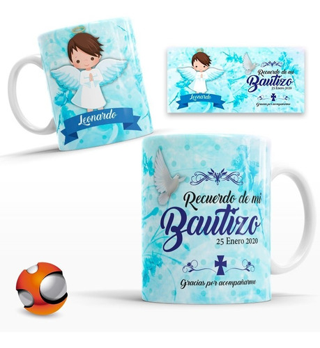 12 Tazas Personalizadas Recuerdos Bautizo Niño Envío Full