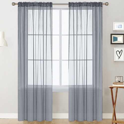 Cortinas Transparentes Para Sala De Estar, Barra De Bolsillo
