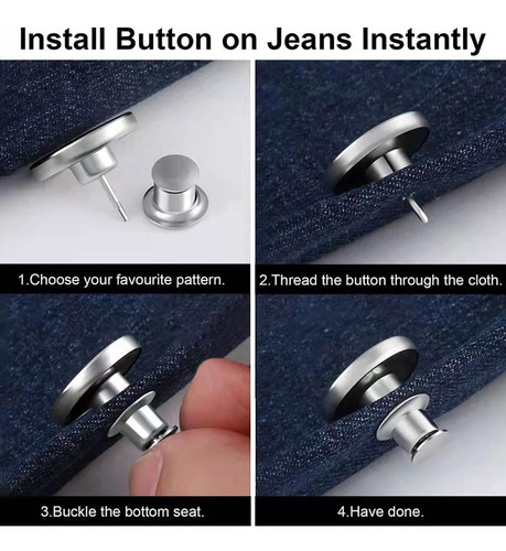 Pines De Botón Para Pantalones Vaqueros, Sin Coser Instantán