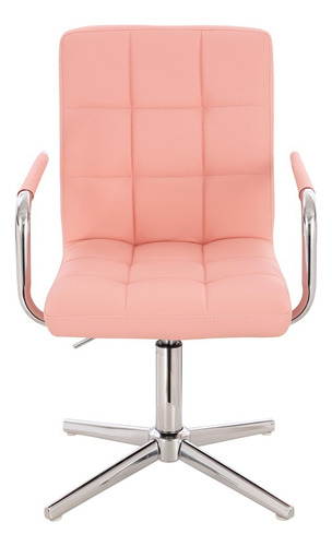 Silla Para Tocador O Escritorio En Pu Acabados En Cromo Asiento Rosa