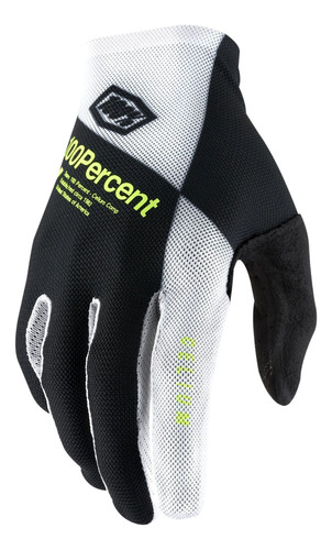 Luva 100% Celium 2020 Motocross Trilha Enduro Cor Branco-Preto Tamanho G