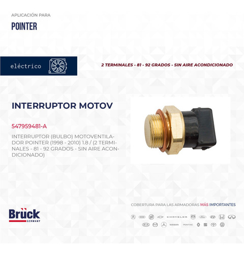 Bulbo Sensor Motoventilador Pointer 2002 1.8 8v 547959481