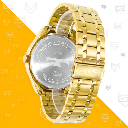 Relógio Masculino Technos Analogico 2115msn/4x - Dourado Fundo Prateado