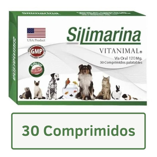 Imagen 1 de 3 de Silimarina Vitanimal 30 Comprimidos Suplemento Perro Y Gato