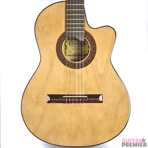 Guitarra Electrocriolla Con Corte Negro Tensor Manual Pua Gp