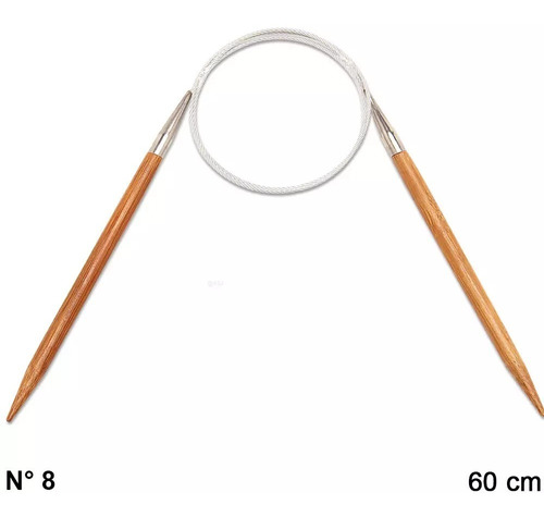 Agulha Circular Círculo De Tricô Bambu 60cm Leve Prática Cor 8,0mm