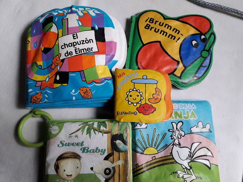 Imagen 1 de 10 de Lote 5 Libros P/bebe Lavables Ideal Para Jugar En La Bañera