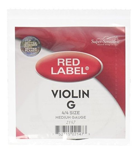 Super Sensitive Red Label 4-4 Violín Secuencia De G - Calibr