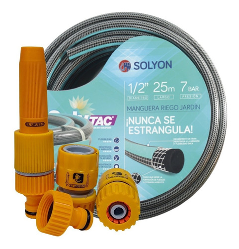 Manguera Solytac Anti-colapso 1/2´´ X 25 Mt + Kit Accesorios