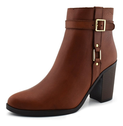 Botin Vaquero De Piel Con Tacón Giusto Para Mujer Mod. 20323