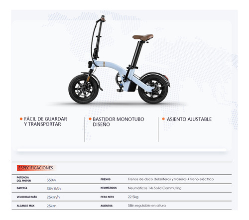 Yadea Ufos E-bike Para Desplazamientos Cortos Urbanos36v6 Ah
