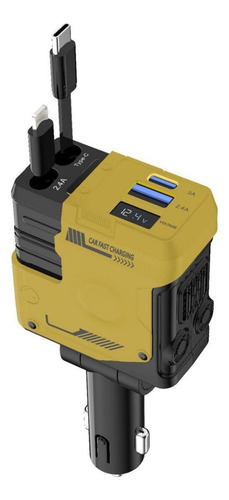 Cargador 12v 24v Super Rápido Retráctil 120w 4 En 1 Amarillo